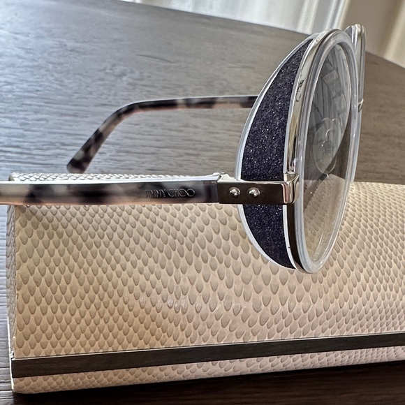 Jimmy Choo - Gray Round Sunglasses with glitter accent - Picture 3 of 14